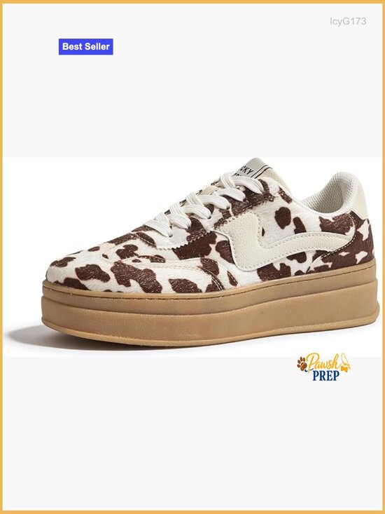 Shoes - Women's Platform Sneakers Thick Sole Suede Faux Leather Lace Up Casual Walking